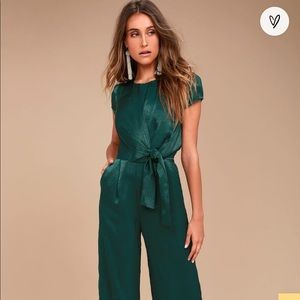 Lulu’s emerald, wide leg jumpsuit